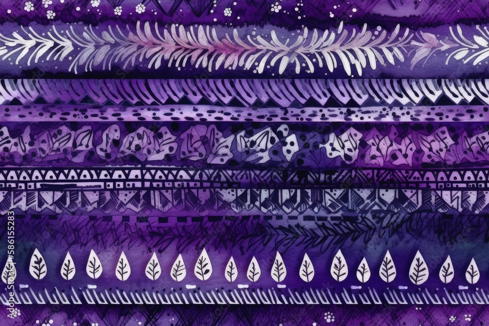 Poster purple and white leaf pattern created with generative ai technology