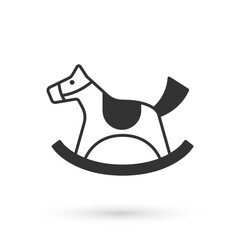 Grey Wooden horse in saddle swing for little children icon isolated on white background. Vector