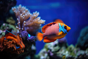 Fototapeta na wymiar tropical fishes in the coral reef, generative AI