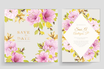 Fototapeta na wymiar wedding invitation cherry blossom card