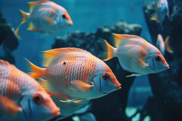 tropical fishes in the coral reef, generative AI
