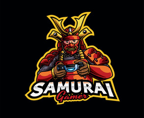 Fototapeta na wymiar Samurai Gamer Mascot Logo Design