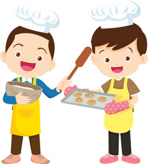 happy child baking together at kitchen ,Kids Chef Cookies