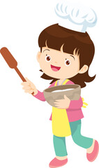 Fototapeta premium happy child baking together at kitchen ,Kids Chef Cookies