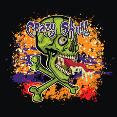 crazy skull, grunge vintage design t shirts