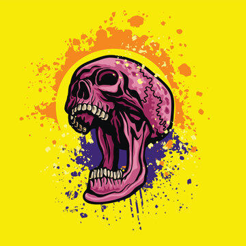 crazy skull, grunge vintage design t shirts