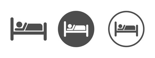 Hotel single vector flats icons. Person in bed vector icons