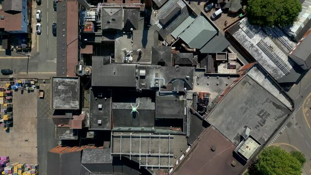 Top-down aerial view of a Brewery area in Wolverhampton