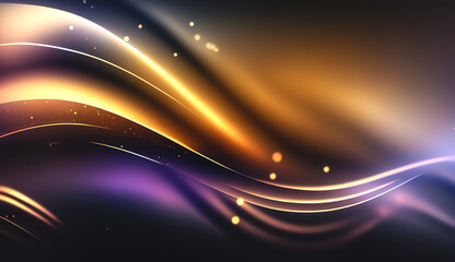 Abstract dark background with glowing soft lines, generative AI.