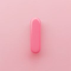 3D Pink uppercase letter I with a glossy surface on a pink background.