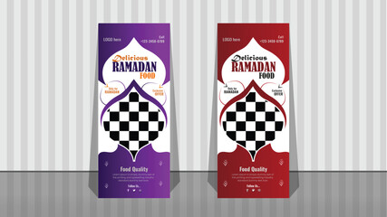 Roll Up Banner design. Ramadan special food design banner. 