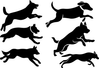 Vector Black Silhouette running Dog Stock Vector