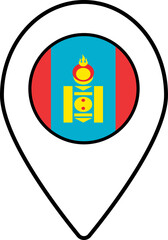 Mongolia flag map pin navigation icon.