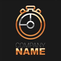 Line Stopwatch icon isolated on black background. Time timer sign. Chronometer sign. Colorful outline concept. Vector