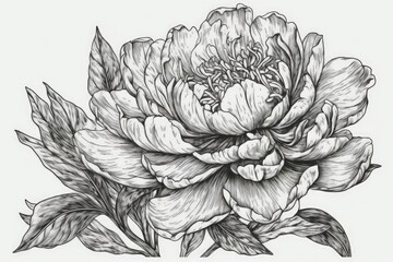 delicate flower drawn in black and white created with Generative AI technology