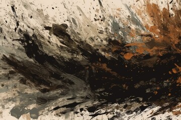  abstract painting with a color scheme of brown, black, and white created with Generative AI technology