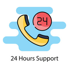 24 Hours Support icon. Suitable for Web Page, Mobile App, UI, UX and GUI design.