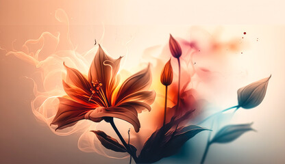 Abstract background with fabulous flowers, generative AI.