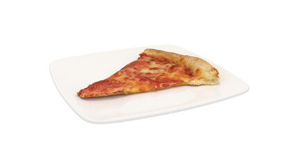 Hot pizza slice with mozzarella cheese, ham, tomato, and parsley on the plate, stone concrete background, Closeup view of a slice of a pepperoni pizza