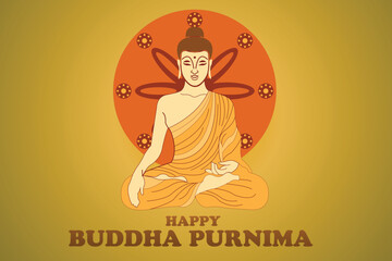 Happy Buddha Purnima Illustration with Vesak Day or Indian Festival.
