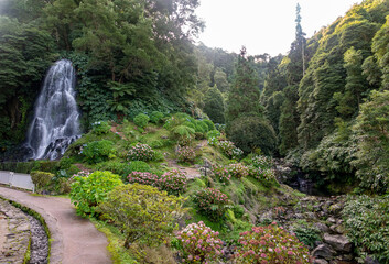 Waterfall at Parque Natural Da Ribeira Dos Caldeiroes, Sao Miguel, Azores, Portugal
