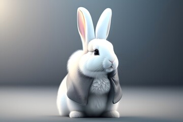 Obraz premium Rendering of White Bunny's Professional Attire. Generative AI. 