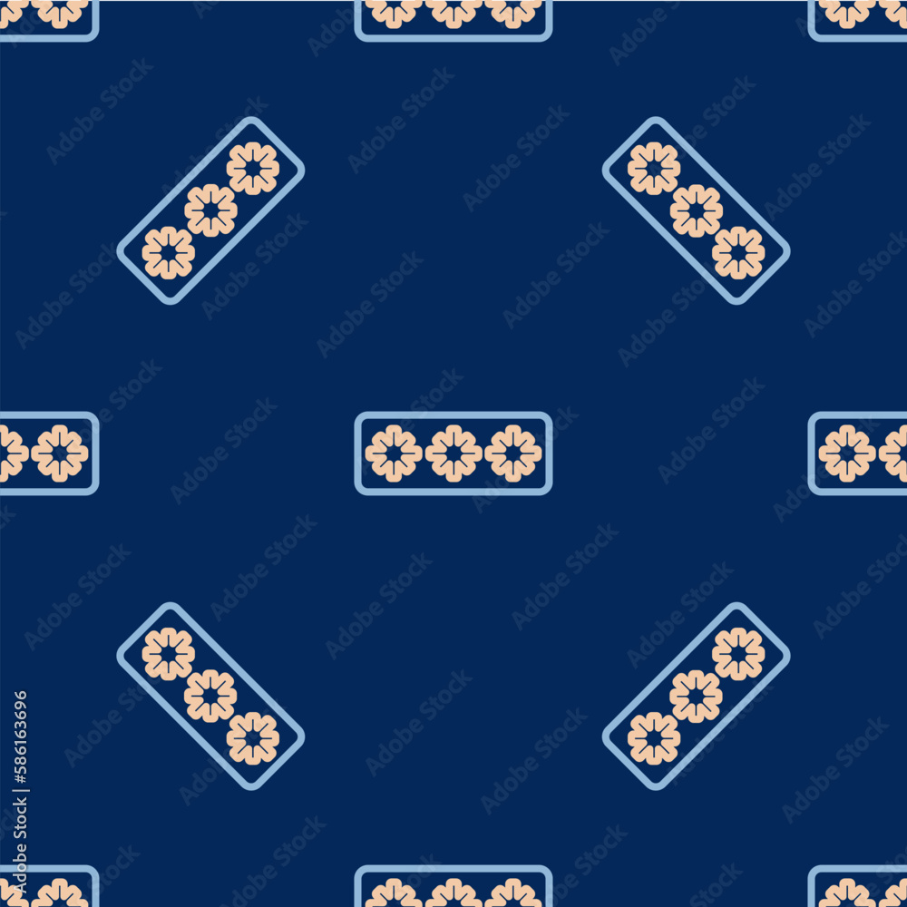 Poster line password protection and safety access icon isolated seamless pattern on blue background. securi