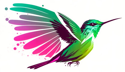 Colored bird hummingbird close up, generative Ai.