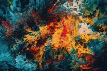 Naklejka na ściany i meble abstract floral painting with vibrant colors and shapes created with Generative AI technology