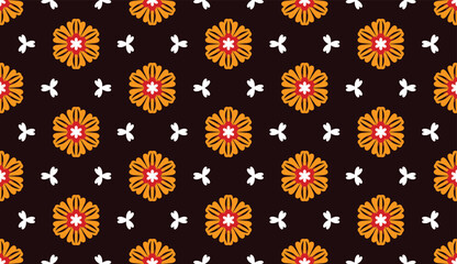 Geometric ethnic pattern seamless flower color oriental.
seamless pattern.Design for fabric,curtain,black background, carpet, shawl,clothing,wrapping, Batik,fabric,handkerchief,Vector illustration.