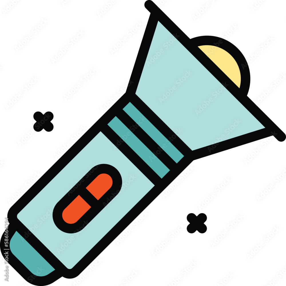 Poster camping flashlight icon. outline camping flashlight vector icon for web design isolated on white bac