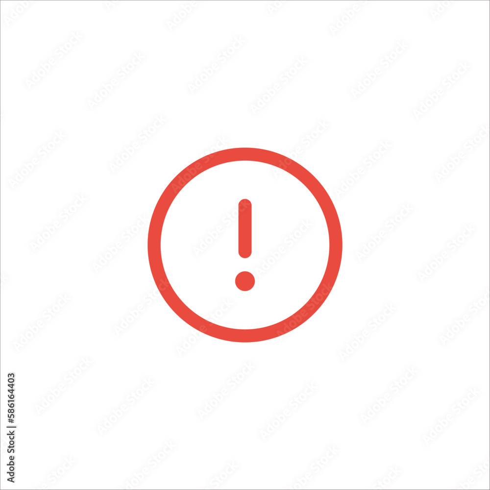 Poster round attention red sign with exclamation mark symbol. danger alert caution icon. error message symb