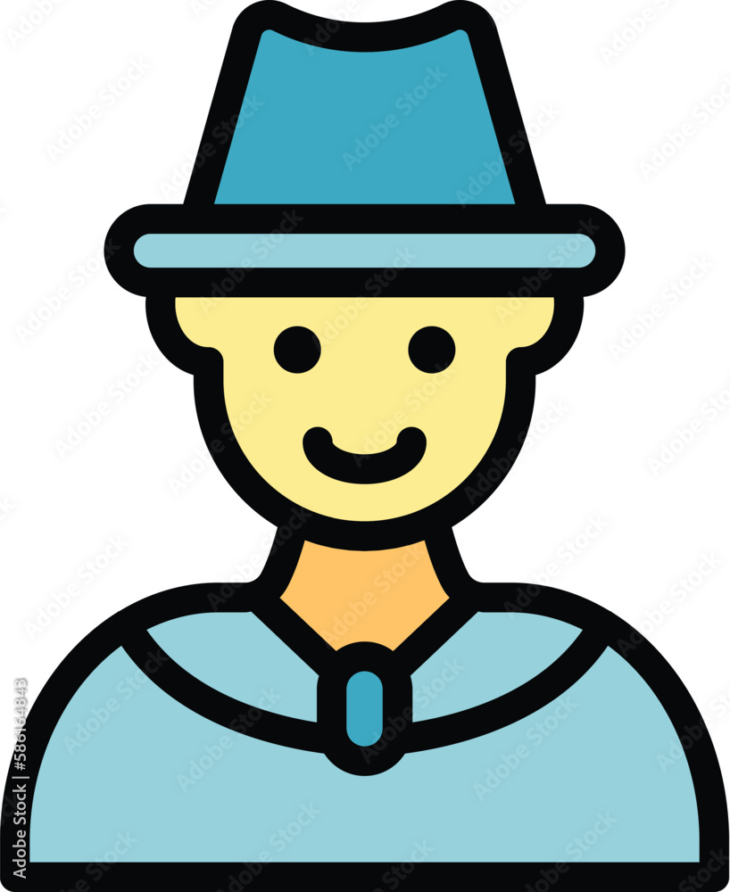 Poster Scout man icon. Outline Scout man vector icon for web design isolated on white background color flat