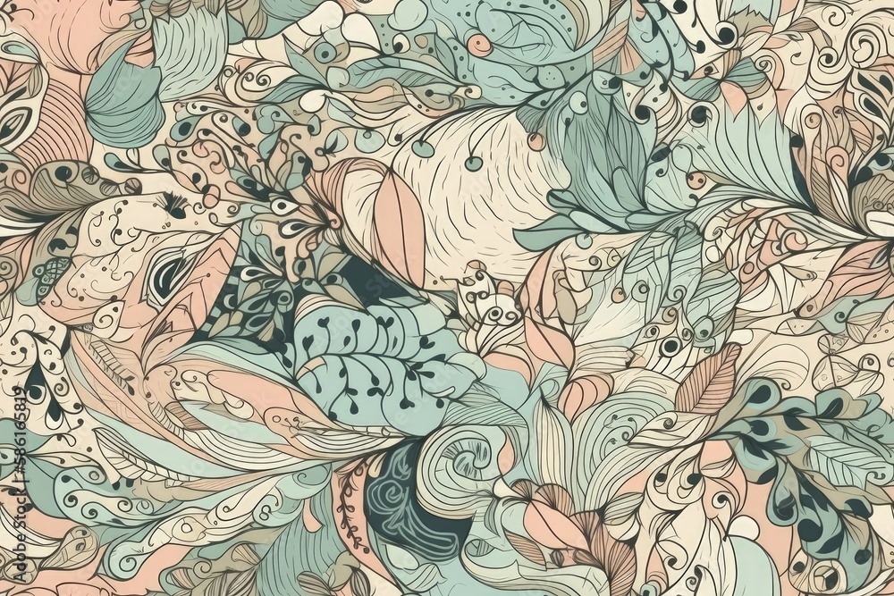 Poster vibrant leafy pattern with a multitude of colors created with generative ai technology