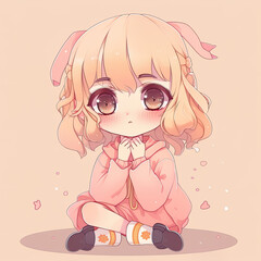 Fototapeta premium Casual outfit of kawaii anime girl. Generative AI