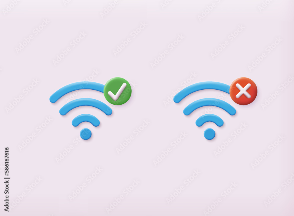 Poster wifi signal, connection and network symbol. 3d web vector illustrations.