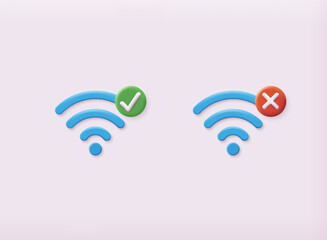 Wifi signal, connection and network symbol. 3D Web Vector Illustrations.