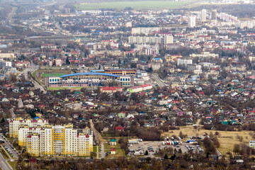 Fototapeta premium aerial panoramic view of the residential area of high-rise buildings