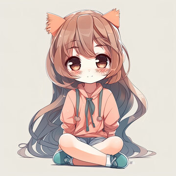 kawaii anime girl full of cuteness. Generative AI