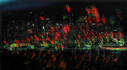 City skyline at night abstract