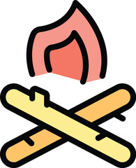 Scouting fire icon. Outline Scouting fire vector icon for web design isolated on white background color flat