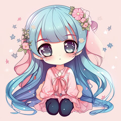 Trendy and energetic cute anime girl. Generative AI