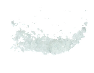 Naklejka na ściany i meble Salt rock flower fly explosion, white Salt rock flower explode abstract cloud fly. Big size ground salt splash in air, food object element design. White background isolated high speed freeze motion