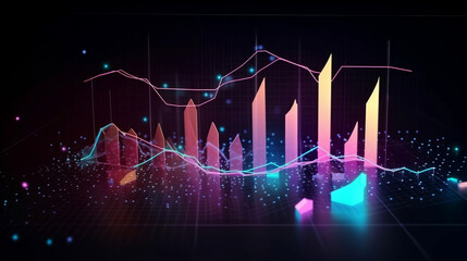 Finance and money technology background concept of business prosperity and asset management . Creative graphic show economy and financial growth. Generative AI.