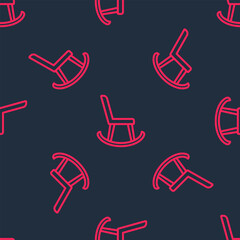 Red line Armchair icon isolated seamless pattern on black background. Vector