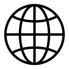 Flat design, earth planet icon. The contour of the planet Earth. Transparent background. Black outline.