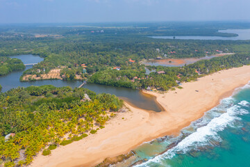 Aerial view of Marakolliya beach at Sri Lanka