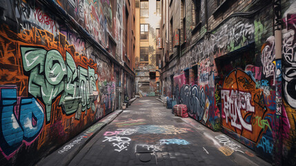 Naklejka premium graffiti on the wall generative ai