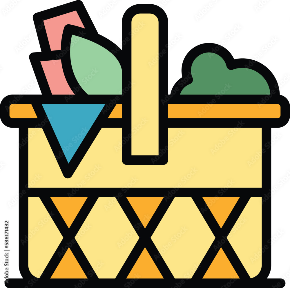 Aufkleber wicker basket icon. outline wicker basket vector icon for web design isolated on white background co
