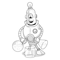 Cartoon robot science experiment PNG illustration with transparent background